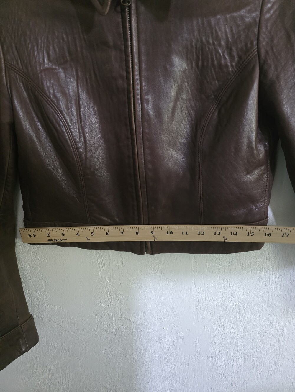 Y2K Banana Republic Genuine Leather Cropped Moto Jacket Brown - Picture 11 of 11